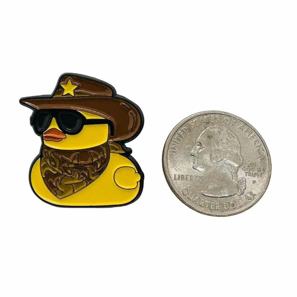 ✨Enamel Lapel Pin duck cap with cowboy hat glasses and bandana metal brooch✨ - Picture 5 of 5